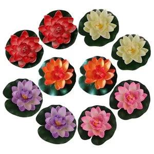 10XArtificial Lotus Water Lily Floating Flower Pond Fish Tank Plant Garden Decor