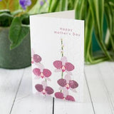 Mother's Day Card Purple Orchid Flower Plant Hand Embossed