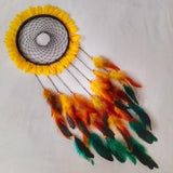 Handmade Sunflower dream catcher, dream catchers for bedroom, Feather Dream Catcher Gift, Dreamcatcher D??cor, Dream Catcher