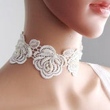 Sleek Rose Lace Wedding Neck Accessories, Lace Handmade Choker embellishment with Tiny Pearls and Seed Beads / New