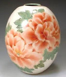 Kyo Kiyomizu yaki ware Japanese pottery flower pot White glaze Botan Peony