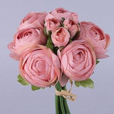 Ranunculus 9 stems, Open Ranunculus, Faux small flowers, Pink Peony Floral Arrangement, Pink Camellia, Simple Wedding bouquet