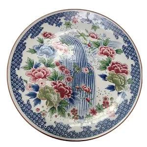 XL Tosho Fine China Japan Porcelain PEONY Flowers Waterfall Plate PLATTER 12.5 D