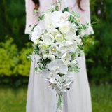 Bridal bouquet white and green, Bridal bouquet cascade, Greenery bridal bouquet, Wedding bouquet cascade, Orchids bridal bouquet