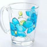 Blue orchid mug Hand painted stained glass flower Orchid lovers gift Botanical floral mug Custom colors Transparent cappuccino plant cup