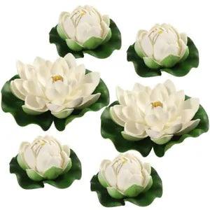 6x Artificial Lotus Flower Water Lily Fake Plants Floating Swimming Pool Uk