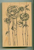 STAMPENDOUS rubber stamp RANUNCULUS FLOWERS wood mounted, P116