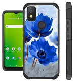 FUSION For 2022 CRICKET ICON 4 Case Hybrid Phone Case Cover PEONY BLUE FLOWER