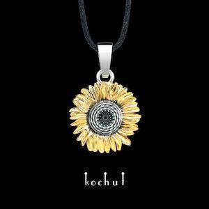 Sunflower pendant Dainty flower necklace from Ukraine. Unique design of sunflower Ukraine. Handmade by Kochut