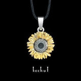 Sunflower pendant Dainty flower necklace from Ukraine. Unique design of sunflower Ukraine. Handmade by Kochut