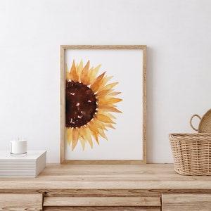 Yellow Sunflower Watercolour Wall Art Print Flower Home Interior Decor A5 A4 A3 A2