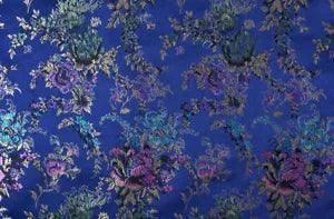 BY 1/2 YARD X 28" CLASSIC DAMASK JACQUARD BROCADE: CARNATION FLORAL CLOVE BLUE