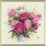 Riolis AM0009 Embroidery Diamond Peonies IN One Vase 38 X 38 CM