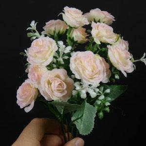 1 Soft Pink Rose Bouquet Artificial Fake Roses Craft Embellishment Wedding Flowers Bouquet Wreath Flower Arrangement Fairy Flower Crown