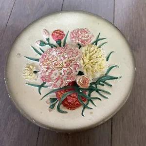 Bossons Floral Hand Painted Chalkware Plaque 3D Plate Made In England Carnations