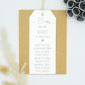 Flower Seed Guest Gift Baptism, Flower Seed Bag Personalized, Guest Gift Baptism Girl, Dove, Collection "Sweet Doves Pink"