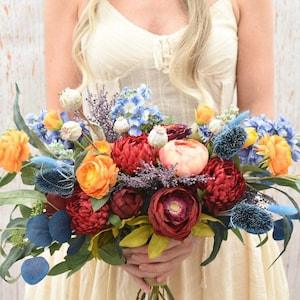 Bejewelled Bridal Flower Range Sapphire, Ruby, Amber, Amethyst, Hyacinth, Peony Package/Bouquet/Bridesmaid/Buttonholes/Corsage/Boutonniere