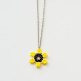 Sunflower Beaded Pendant Necklace