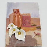 Durham Artist - Floral Textured in Relief Ceramic Tile - Flower Wall Plaque