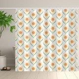 Scandinavian Shower Curtain, Retro Flower Shower Curtain,  Boho Shower Curtain, Botanical Bathroom Decor, Sunflower Waterproof Curtain