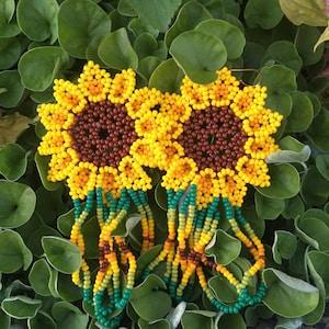 Sunflower beaded earrings (mexican style)