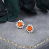 Opal Sunflower Stud Earrings in Sterling Silver - Flower Stud Earrings  - Cute,  Fun, Whimsical