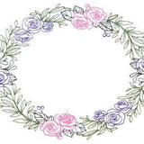 Rose Wreath embroidered quilt label to customize with your personal message