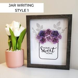 Home Sweet Home Floral Bouquet Shadow Box Art | Customized Flower Frame | Gift for House Warming, Wedding, Anniversary, Birthday, Mom