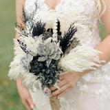 HARMONY: Minimalist/Bridal Bouquet/Ivory/Black/Gray/Eucalyptus/ Sola Wood Flowers/Bride/Wedding/ diy
