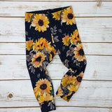 Sunflowers on Navy Slim Fit Pants Leggings - Kids clothing - Toddler Pants Baby Pants - Toddler leggings Baby Leggings handmade kids clothes