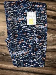 LuLaRoe One Size OS Leggings NEW Blue Coral Pansy Peony Floral UNICORN 2-10 Wavy