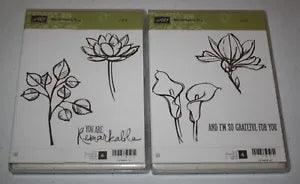 Stampin Up Retired Cling Acrylic REMARKABLE YOU Flowers Lilies Grateful NEW