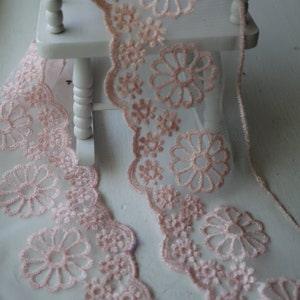 1yard  10yards pink  sunflower embroidered lace trim diy girl hair doll dress 8cm 3.2inch