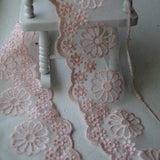 1yard  10yards pink  sunflower embroidered lace trim diy girl hair doll dress 8cm 3.2inch