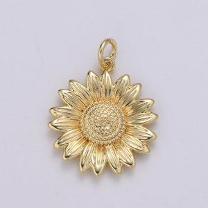 Dainty Sunflower Charm Gold Flower Charm for Bracelet Earring Necklace,Gold Sun flower Charm for Summer Garden Inspired, chgf-2103