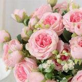 1 Bouquet Silk Peony 5 Big Head and 4 Bud Fake Flowers Home Decoration