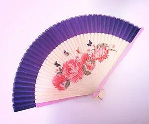 1 pc of Chinese Bamboo Hand Folding Fan Spray Painted Peony Flowers