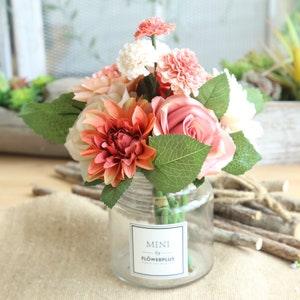 Artificial Silk Bouquet 12'' Tall, Faux Rose / Dahlia / Chrysanthemum Mixed Flowers, Flower Arrangement, Wedding Bouquet, Centerpiece