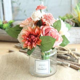 Artificial Silk Bouquet 12'' Tall, Faux Rose / Dahlia / Chrysanthemum Mixed Flowers, Flower Arrangement, Wedding Bouquet, Centerpiece