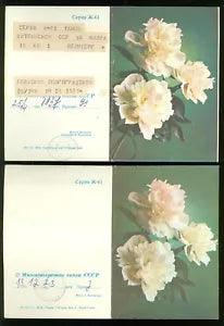 BAU1465 Greeting Telegram Russia 1976/77 Flowers Peony (2 pcs) Series Zh-61