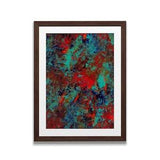 Romantic Original Abstract Red Rose Bouquet Acrylic Painting, Poetic Wall Art Decor with Turquoise and Red Shade, Lovely Gift for Girlfriend