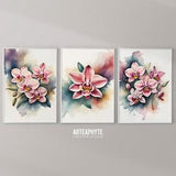 Orchid Flower Print, 3 Piece Decor, Botanical, Floral Print, Floral Wall Art, Flower Wall Art, Watercolour, Plant Lovers, Abstract