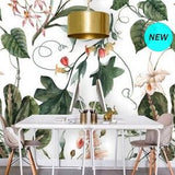 Floral Wallpaper Orchid, Botanical Wallpaper Mural Removable Wallpaper Plants, Self Adhesive Wallpaper Peel & Stick Wall Paper Vintage #157