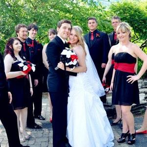Red Black White large bridal bouquet artificial rose and real touch PU calla lily