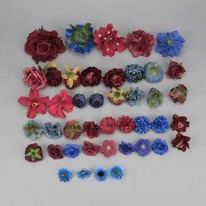 43pcs Royal Blue Artificial Silk Flower Heads in kit Bulk for DIY Crafts Making