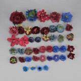 43pcs Royal Blue Artificial Silk Flower Heads in kit Bulk for DIY Crafts Making