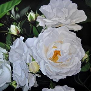 White Roses Paintig, Flower Art, Realistic Peonies , Oil on Canvas, Ready to Hang, Garden Flower, Nature, Floral Painting, Bouquet , Gift