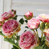 Six Head White Ranunculus Stems Artificial Flowers Faux floral stem Silk Persian Buttercup | Ranunculus Flowers Stem - 3Stems