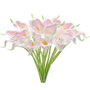20pcs Flowers Artificial Calla Lily Silk Flowers 13.4" for Mother's Light Pink