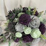 Rich Garden Succulent Bouquet - Wooden Flowers - Purple, Succulent -  Made to Order - Forever Flowers - Birthday Gift - Wedding Flowers